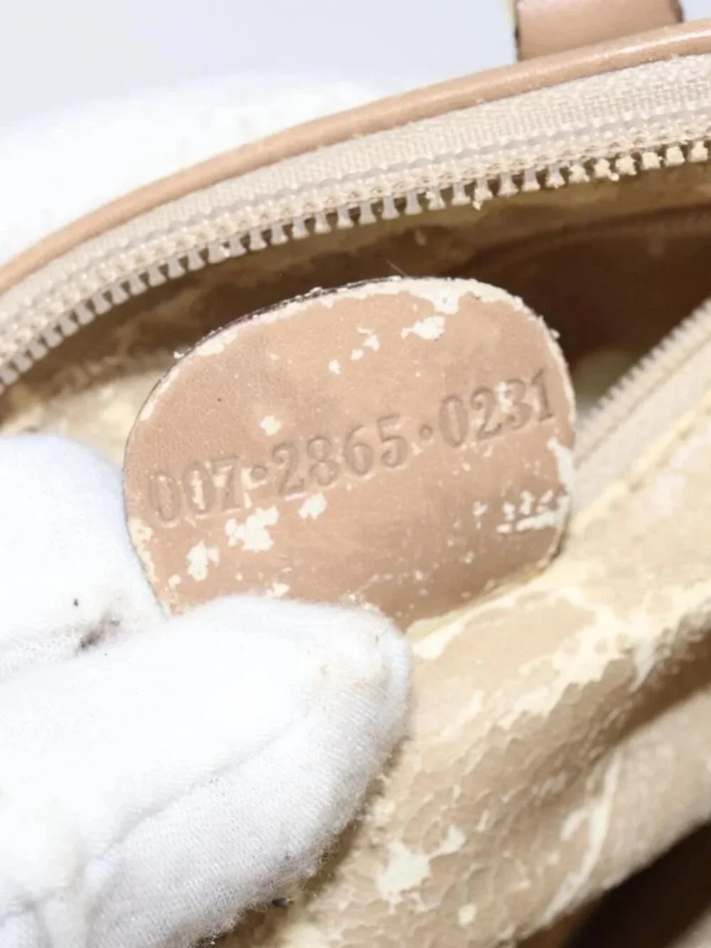GUCCI Bamboo Hand Bag Leather 2way Beige Gold 007 2865 0231 Auth